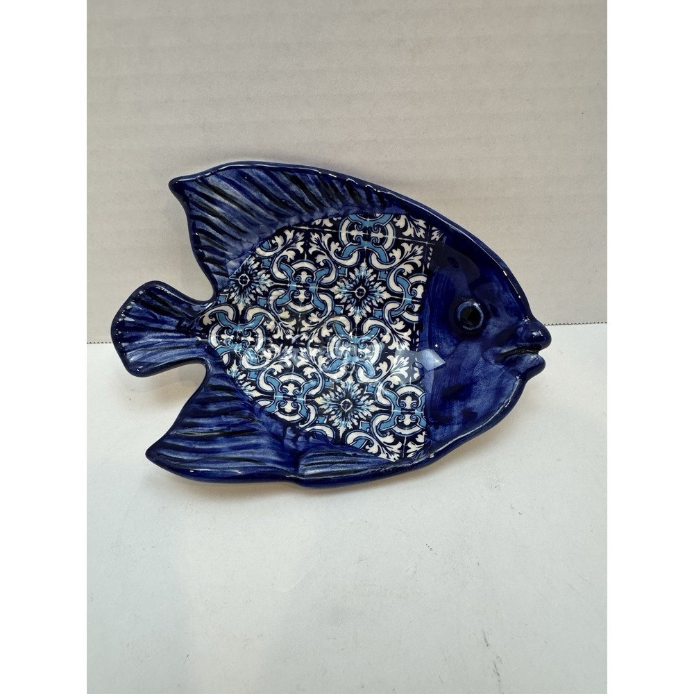 Blue White Fish Trinket Tray, Ring Holder,  Spoon‎ rest,  Portugal